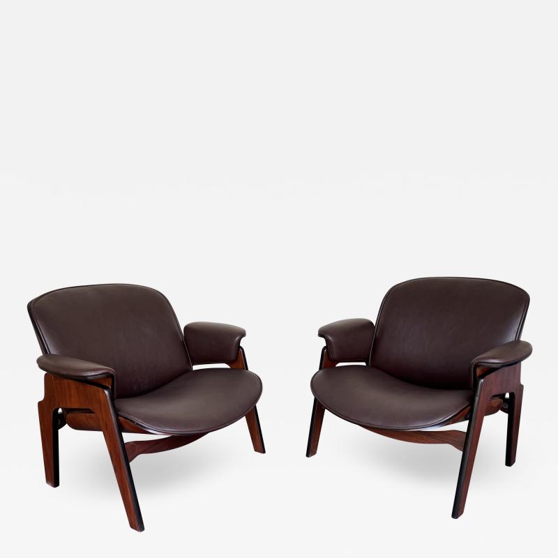 Ico Parisi Pair of Wood Armchairs by Ico Parisi for MIM Roma Italy 1960s