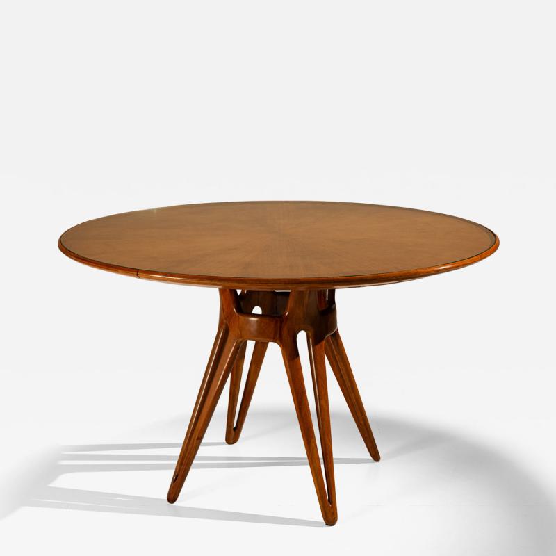 Ico Parisi Round Dining Room Table in Walnut attr to Ico Parisi Italy 1950s