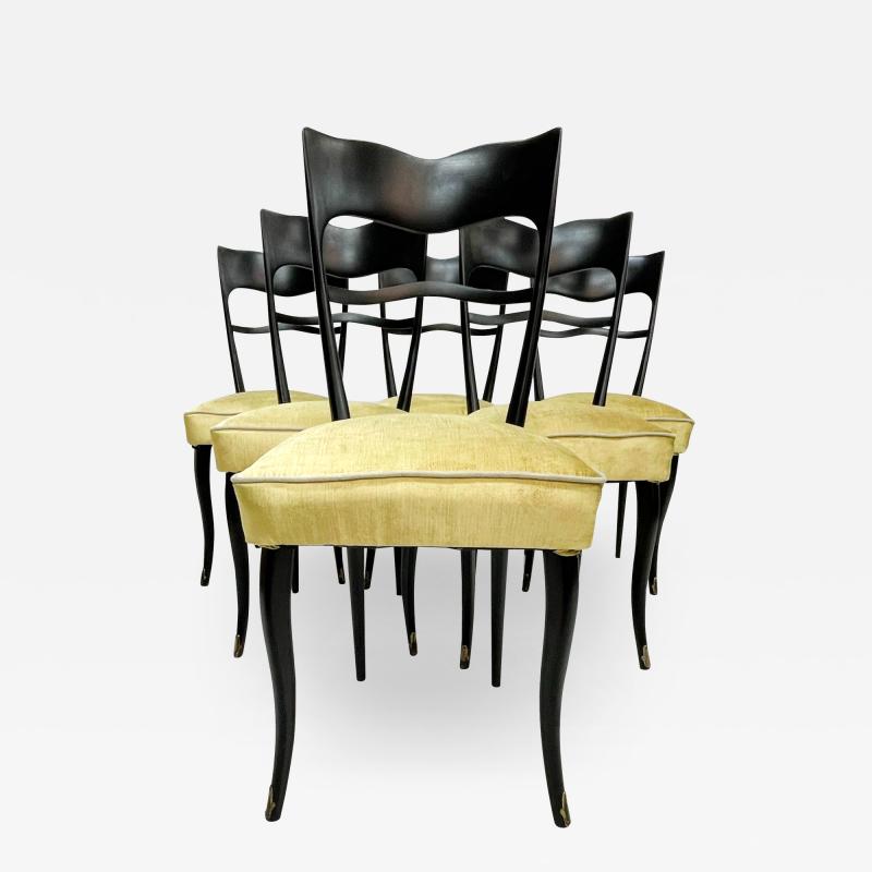 Ico Parisi Set of Six Italian Dining Chairs Design Attributed to Ico Parisi