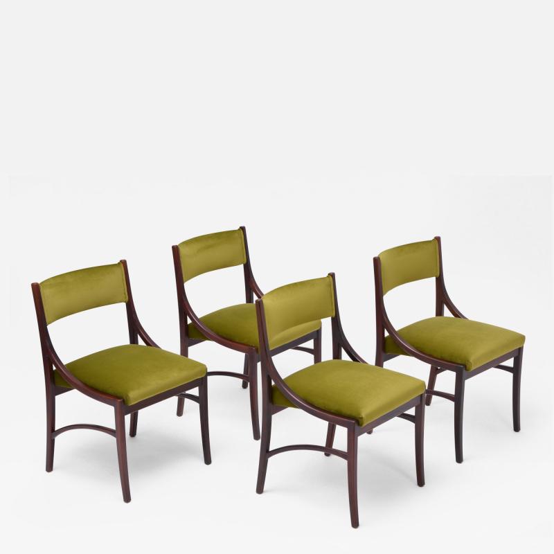 Ico Parisi Set of four Mid Century Modern Green reupholstered Dining Chairs by Ico Parisi