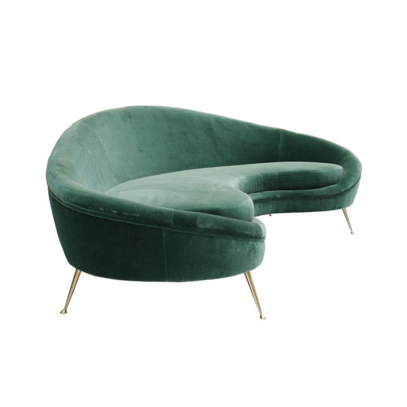 Ico Parisi - In The Style Ico Parisi Curved Green Cotton Velvet And ...