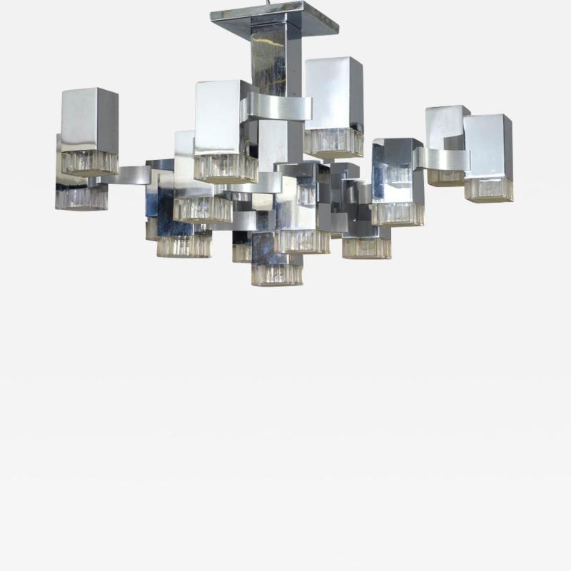 Iconic Cubic Gaetano Sciolari Chandelier Italy 1970