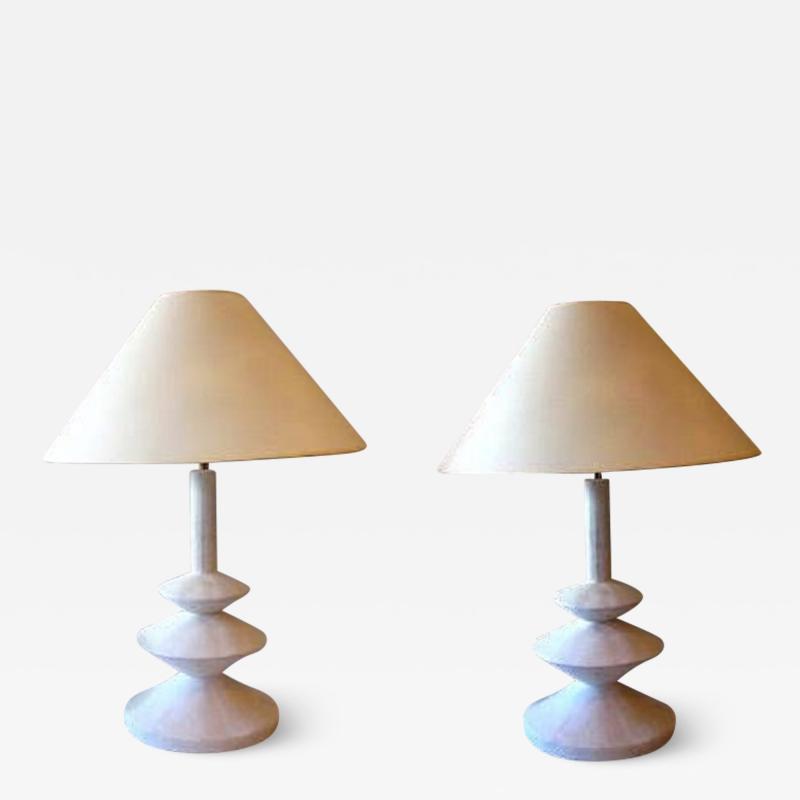 Iconic Pair of French Plaster Lamps by Jacques Grange for Yves Saint Laurent