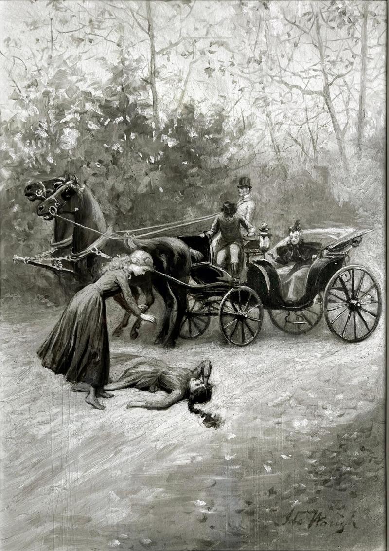 Ida Waugh Horse and Carriage Accident Gay Female Illustrator Golden Age 1890