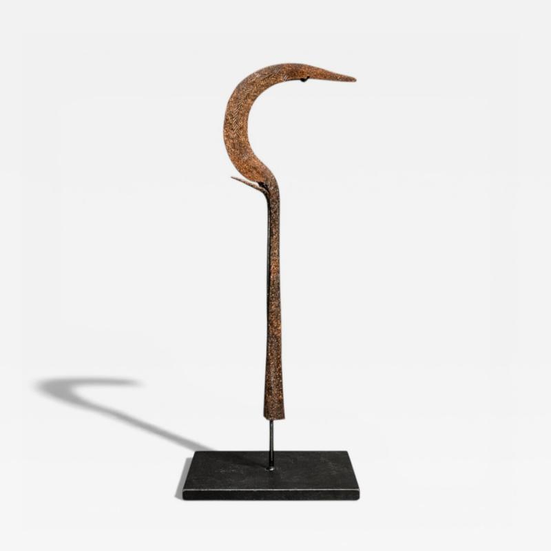 Igbo Iron Currency Knife Sculpture on Custom Platform Nigeria Early 1900s