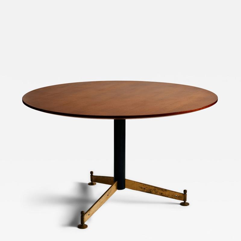 Ignazio Gardella Brass Steel and Teak Table by Ignazio Gardella for Azucena Italy c 1950