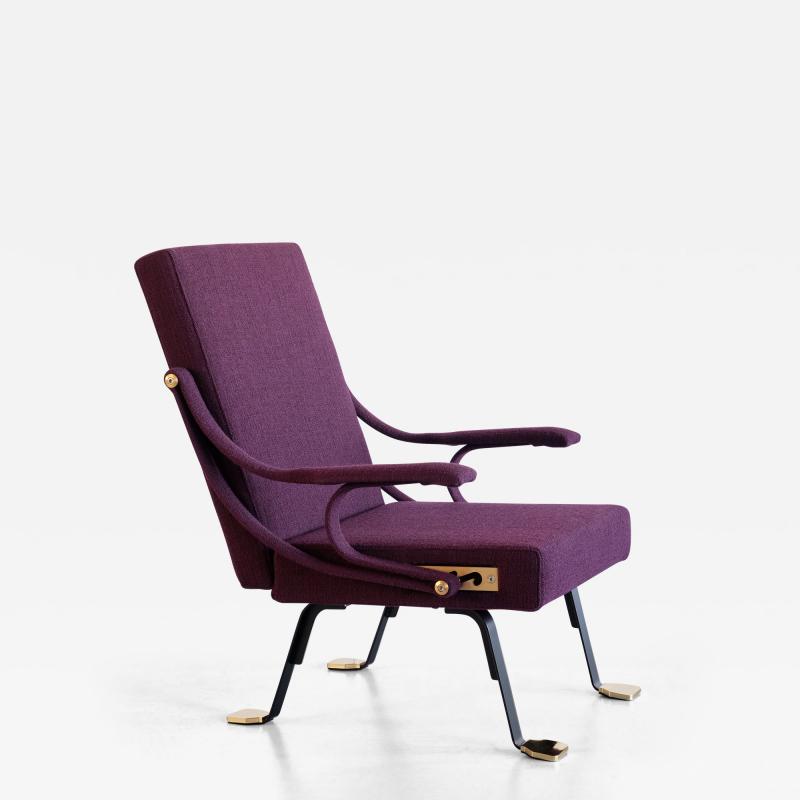 Ignazio Gardella Ignazio Gardella Digamma Armchair in Purple Dedar Fabric and Brass