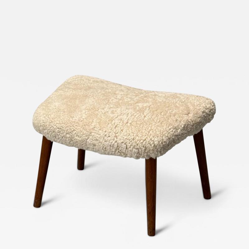 Illum Wikkels Illum Wikkels Danish Mid Century Modern Stool Sheepskin Rosewood 1950s