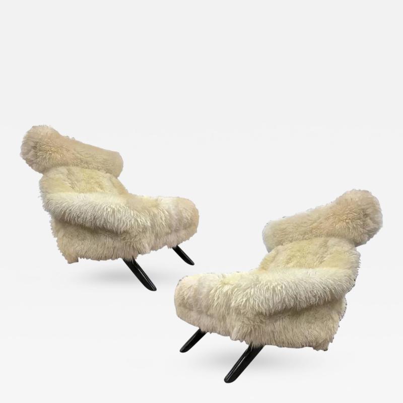 Illum Wikkels Illum Wikkelso Spectacular Hammer Lounge Chair Covered in Natural Sheepskin Fur