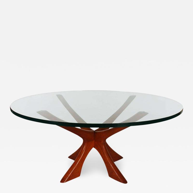 Illum Wikkels Midcentury Danish Modern Teak and Glass Top Cocktail Table by Illum Wikkels 