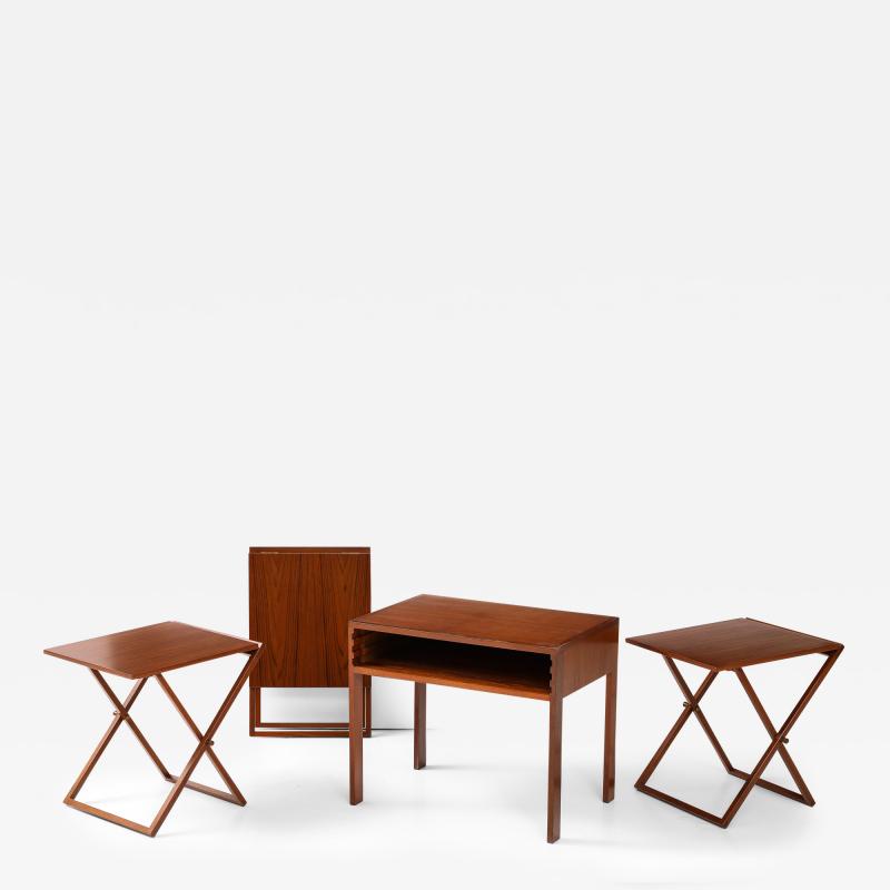Illum Wikkelso Illum Wilkkelso Teak Folding Tables 1960s Modern