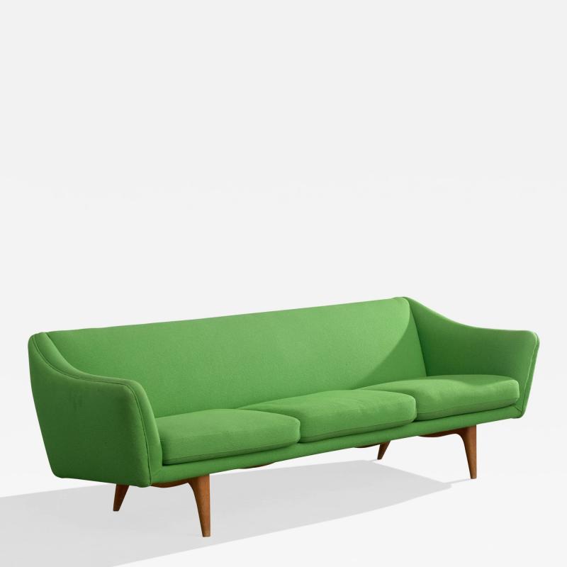 Illum Wikkelso Sofa with Oak and Fabric Denmark 1960s