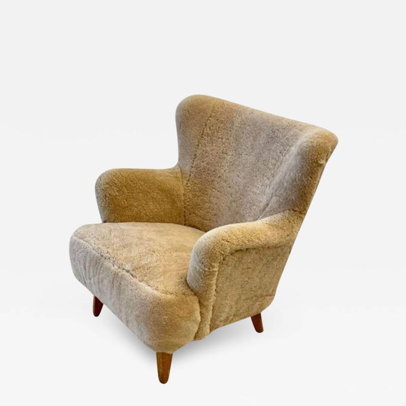 Ilmari Lappalainen Ilmari Lappalainen Asko Finnish Mid Century Modern Lounge Chair Shearling