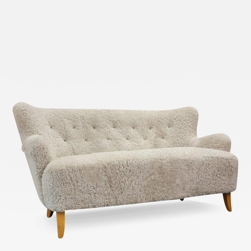 Ilmari Lappalainen Ilmari Lappalainen Laila Sofa Model 238 in Sheepskin Asko 1940s