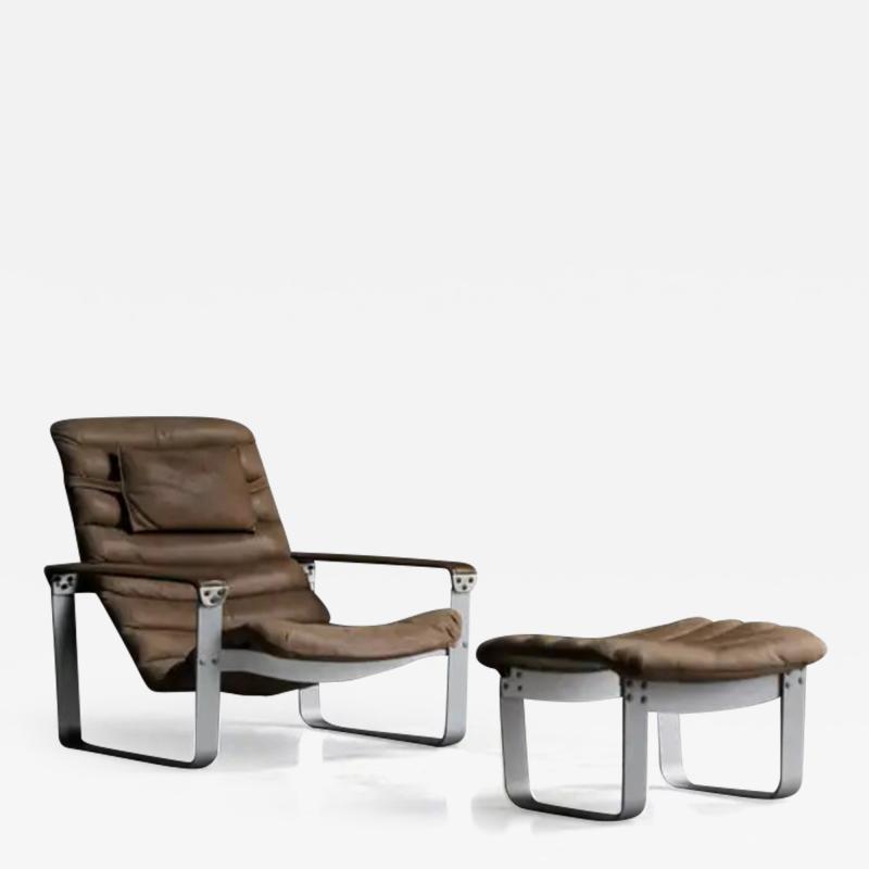 Ilmari Lappalainen Pulkka Lounge Chair with Ottoman by Ilmari Lappalainen for Asko Finland 1960s