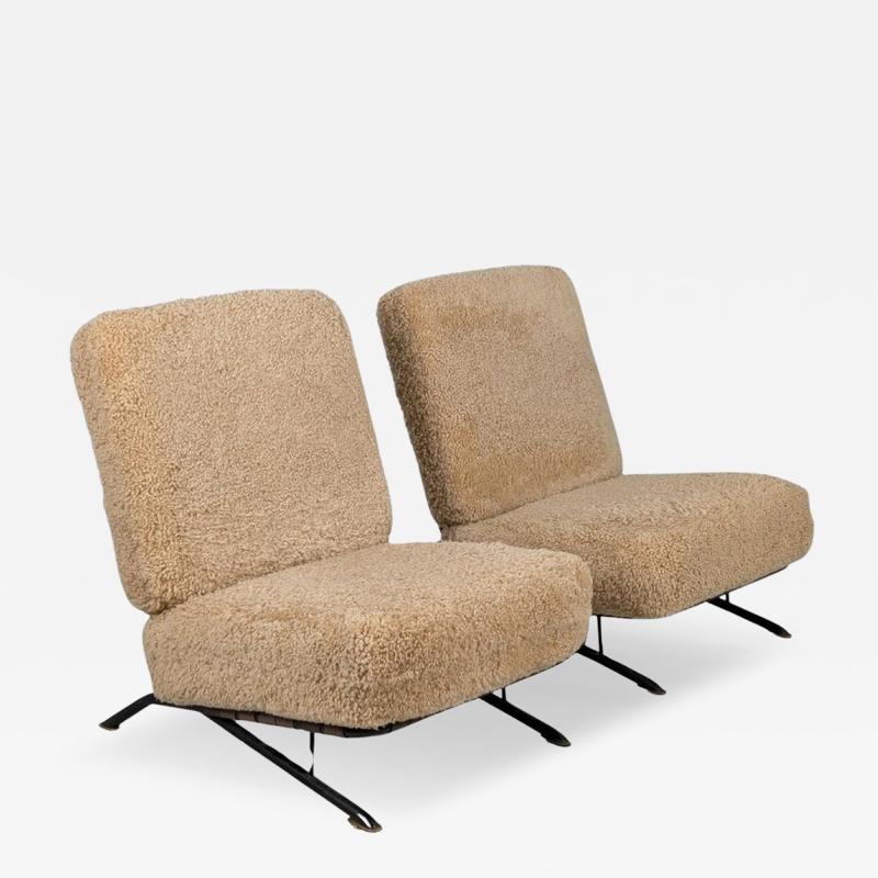 Ilmari Tapiovaara Pair of Commissioned Ilmari Tapiovaara Lounge Chairs Sheepskin Merivaara 1950s