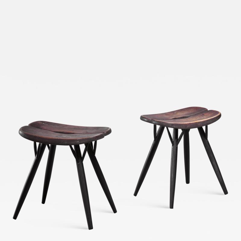 Ilmari Tapiovaara Pair of Pirkka Low Stools by Ilmari Tapiovaara for Laukaan Puu