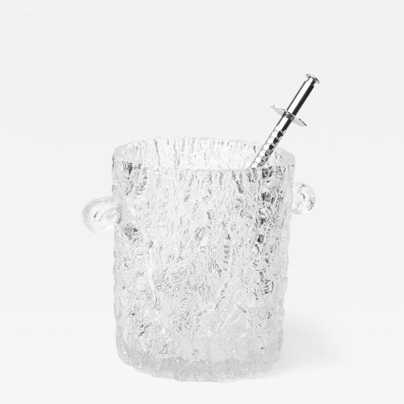 Ilmari Tapiovaara Tapio Wirkkala Crystal Ice Bucket with Tongs Finland 1950s