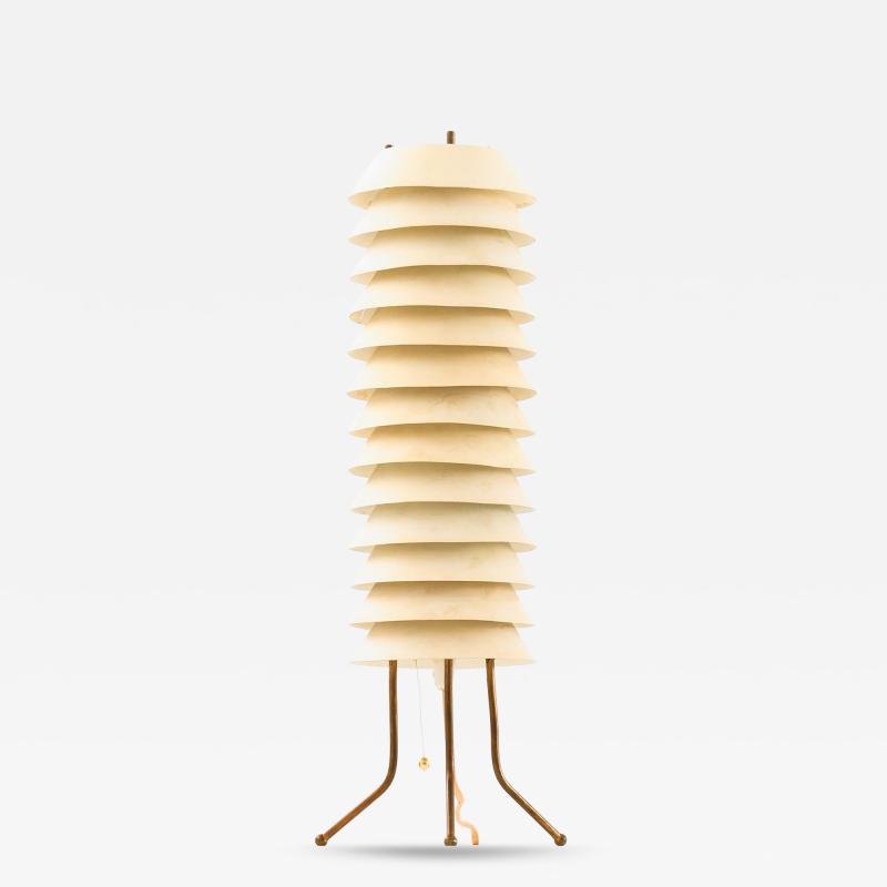 Ilmari Tapiovaara White Metal and Brass Table Lamp by Ilmari Tapiovaara 1955