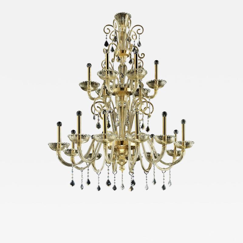 Imperial Gold Curls Murano Glass Venetian Chandelier