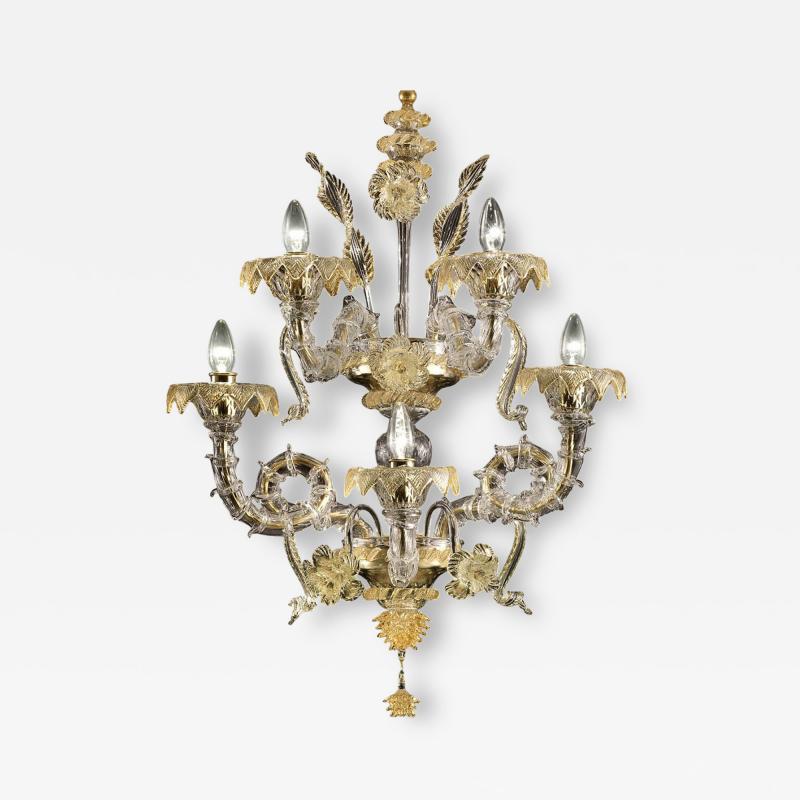 Imperial Luxury Ca Rezzonico With Gold Flowers and Leaves Murano Glass