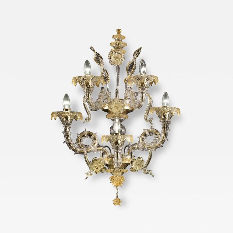 Imperial Luxury Ca Rezzonico With Gold Flowers and Leaves Murano Glass