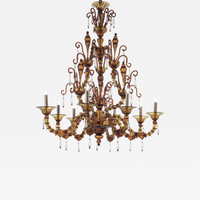 Imperial Venetian Brown Ca Rezzonico With Curls Murano Glass Chandelier