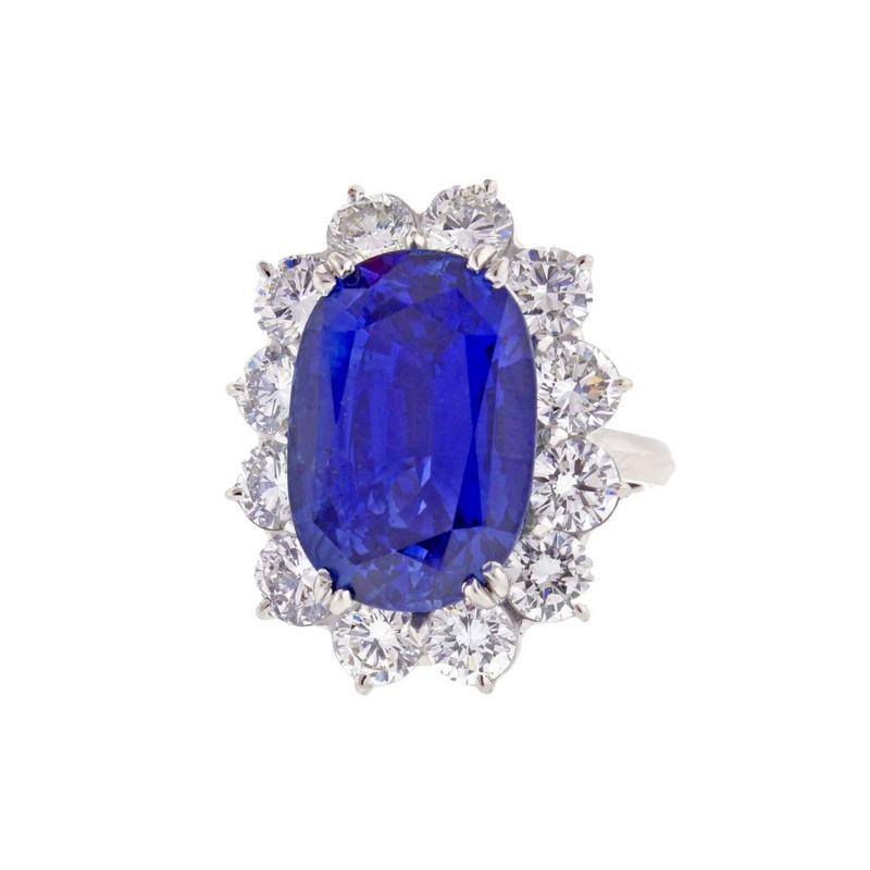 Important 17 Carat GIA Cert Ceylon Sapphire Diamond Ring