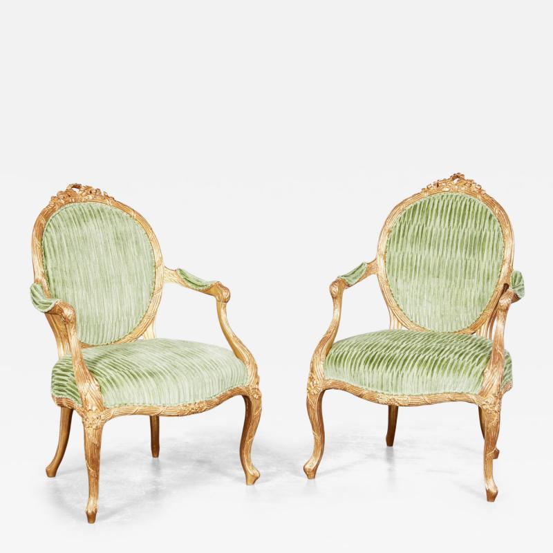 Important Pair of Georgian Gilt Armchairs