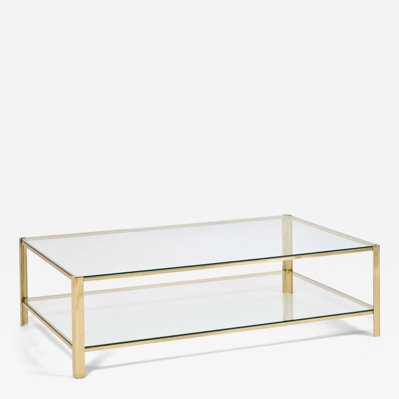 Important Two Tier Rectangular Bronze Coffee Table France 1970s