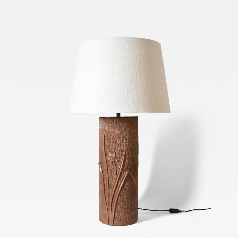 Important cylinder ceramic stoneware lamp 1950s 