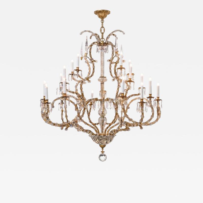Imposing Gilt iron Crystal Basket form 25 light Chandelier