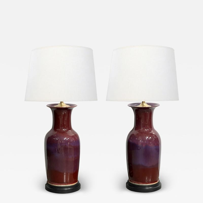 Imposing Pair of Chinese Oxblood Glazed Porcelain Lamps