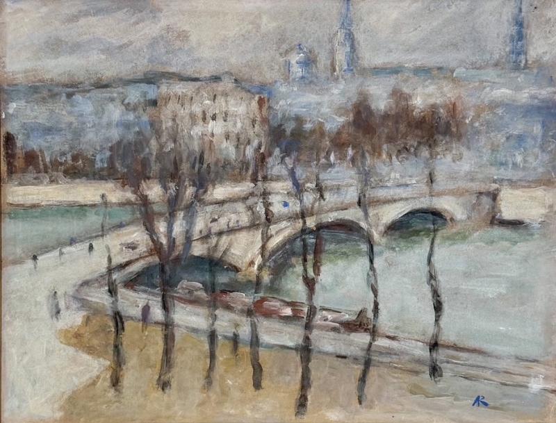 Impressionist Scenic Painting of River Seine
