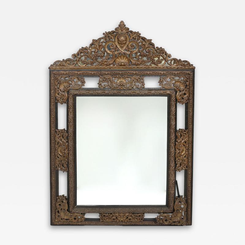 Impressive Baroque Style Brass Embossed Beveled Wall Mirror
