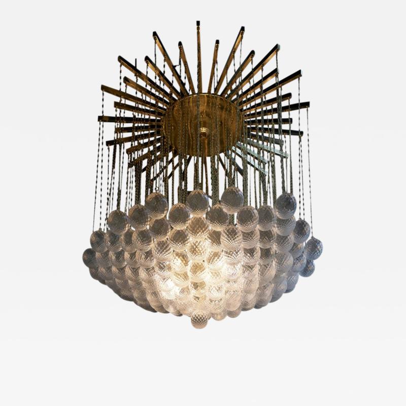 Impressive Brass and Murano Glass Bubble Chandelier