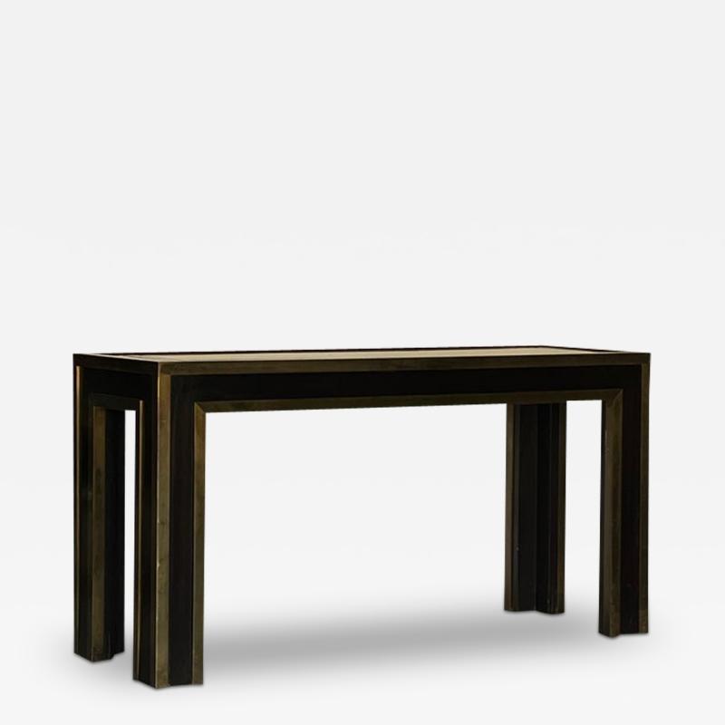 Impressive French 70s Ebonized and Gilt Bronze Console Description
