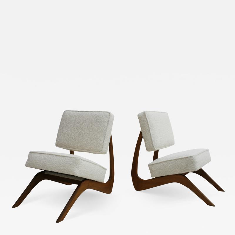 In the Style of Adrian Pearsall Walnut Pair of Lounge Chairs