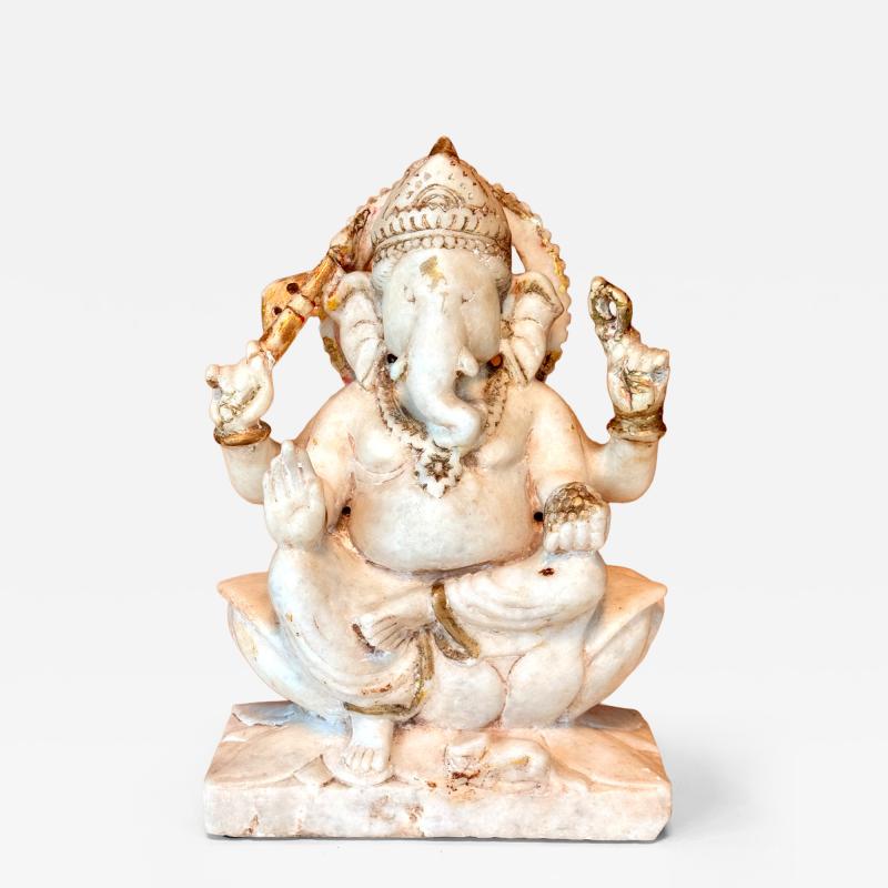 Indian Antique Carved Marble Ganesh Statue