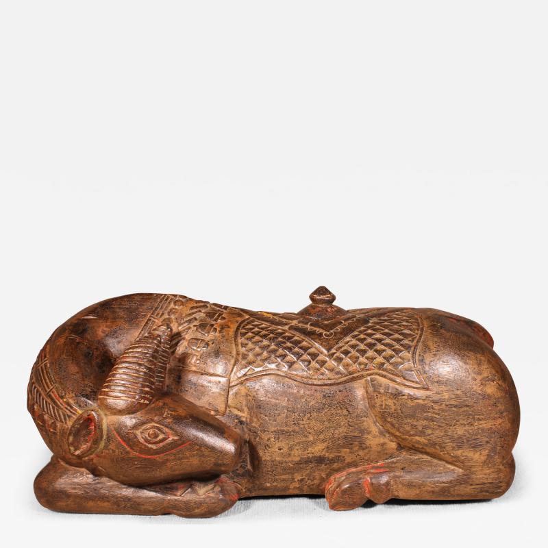 Indian Buffalo In Wood Of The 19th Century