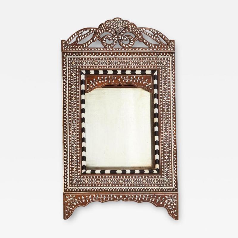 Indian Inlaid Mirror with Tambour Door