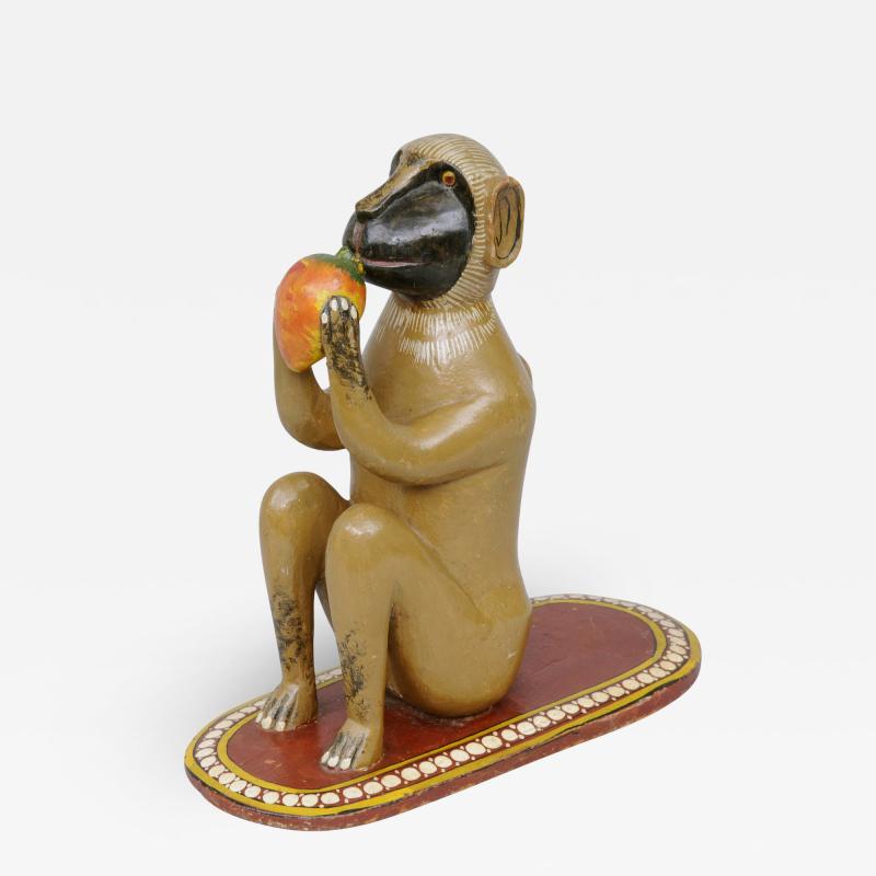 Indian Polychromed Carved Monkey Circa 1870