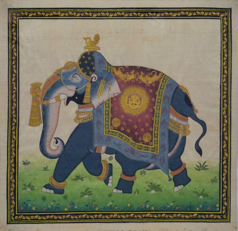 Indian Rajasthani Miniature Painting of a Royal Elephant