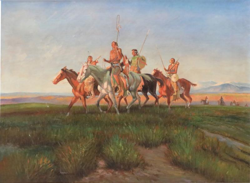 Indigenous Americans On Horseback Painting