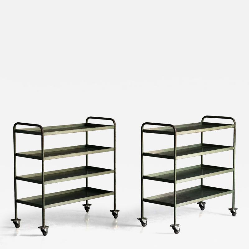Industrial Green Painted Trolley Mid 20th Century