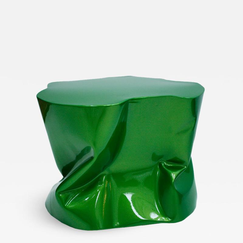 Ines Benavides Contemporary Modern Sculptural Metal Lacquered Green Seat Side Table