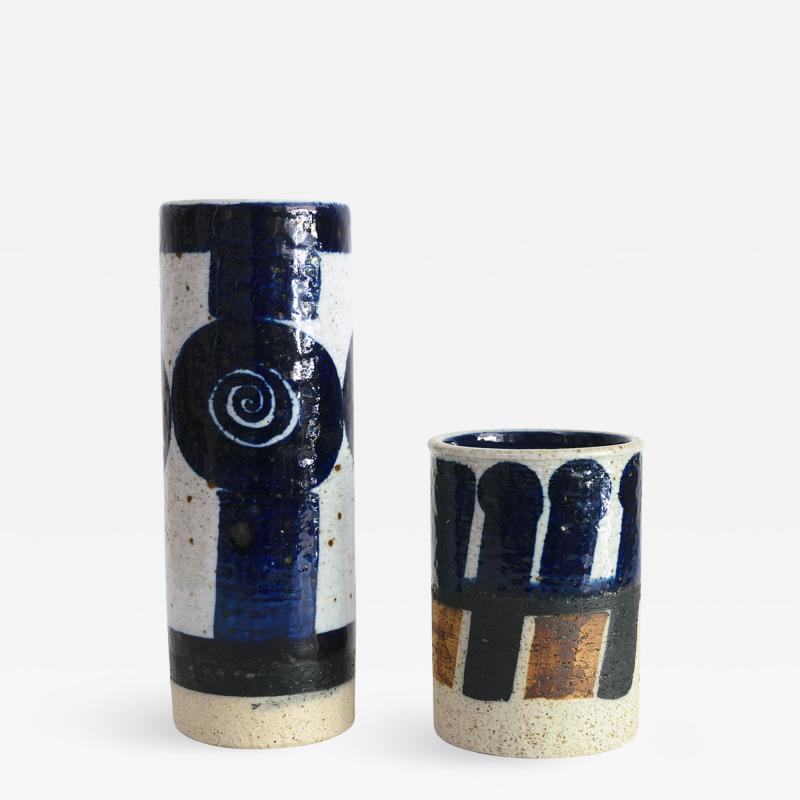 Inger Persson INGER PERSSON RORSTRAND STUDIO CERAMIC VASES BLUE BLACK AND WHITE 