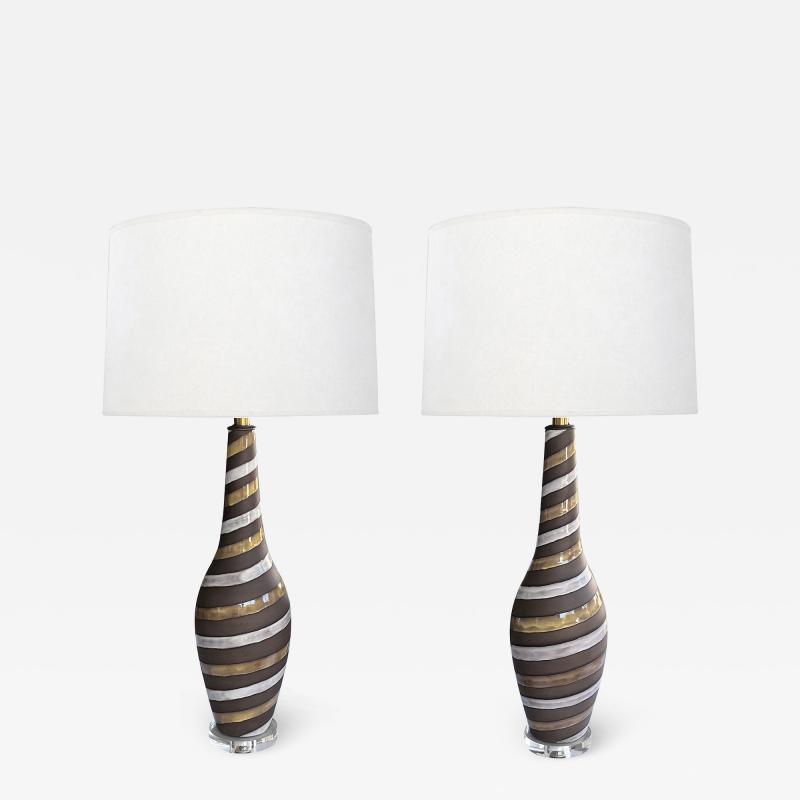Ingrid Atterberg Ingrid Atterberg for Upsala Ekeby Pair of Ceramic 1940s Lamps Signed