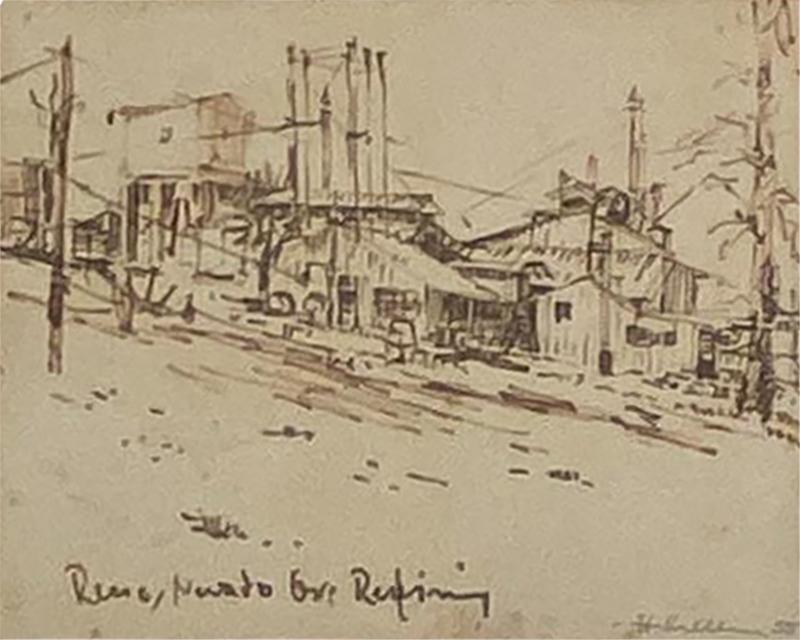 Ink on Paper Drawing Reno NV Ore Refining American