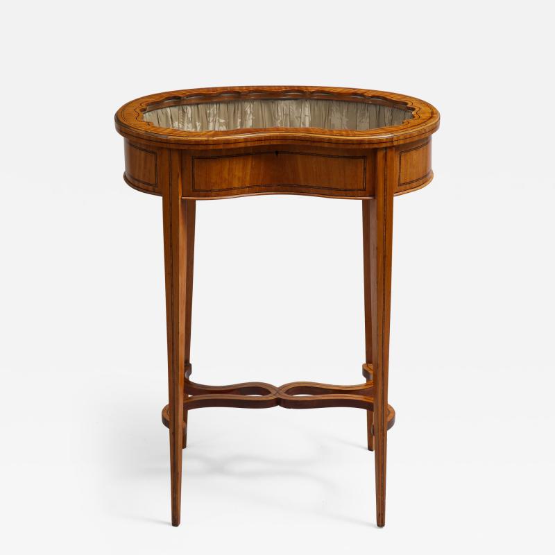 Inlaid satinwood vitrine table